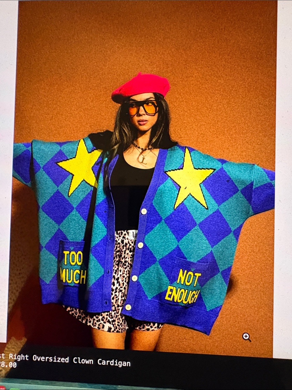 Dressed in LALA Blue & Teal Star Oversized Cardigan
